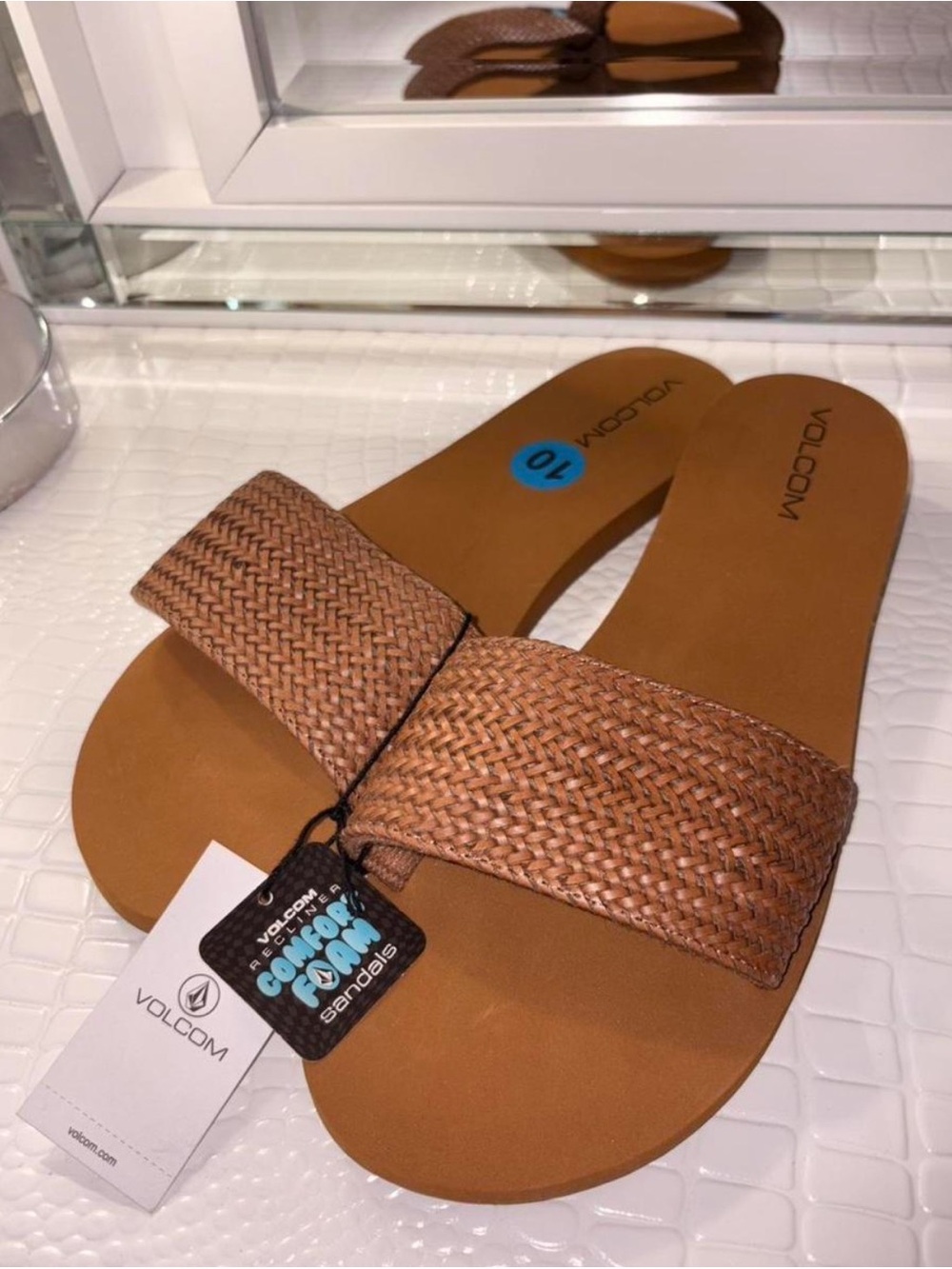 Volcom Women's Brown Woven Slide Sandals